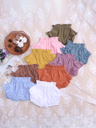 Baby Girls Ruffle Shorts Toddler Diaper Covers Little Girls Bottoms Bloomers Cotton Pants 3 Months-6T4