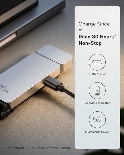 Luz de libro recargable con atenuación continua y clip para cama 5