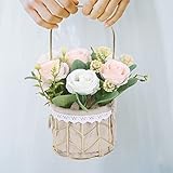 cesta flores recien nacido 🌹 El paquete incluye: Una canasta de flores portátil, la altura total de la canasta de flores es de aproximadamente 25 cm / 9,8 pulgadas y el diámetro inferior es de aproximadamente 11 cm / 4,33 pulgadas, que se puede usar para colgar plantas en macetas o hermosas plantas en macetas.