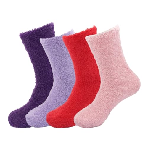 Image of BambooMN Women's Super Soft and Cozy Feather Light Fuzzy Socks - Multiple Color Options - Two Sizes - Value Packs