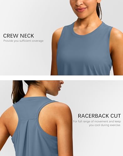 Image of Women's Workout Tops Racerback Athletic Tank Tops Sleeveless Loose Fit Yoga Running Gym Shirts for Women