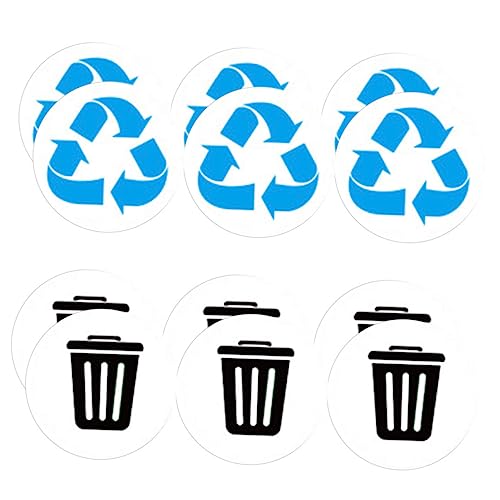 Cabilock Trash Recycling Decal Recyclable Sticker Paper Compost Sticker Recycling Stickers for Trash Can Trash Recycling Sticker Round Stickers Large Trash can Garbage can 12Pcs
