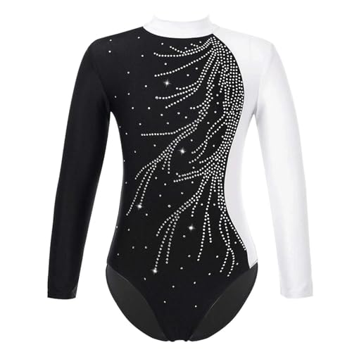 LUYSGBXR Maillot NiñA Leotardo Gimnasia Kids Gymnastics Jumpsuit For Girls Ballet Dance Leotard Patchwork Dancewear Teens Ice Skating Bodysuit(White A,14)