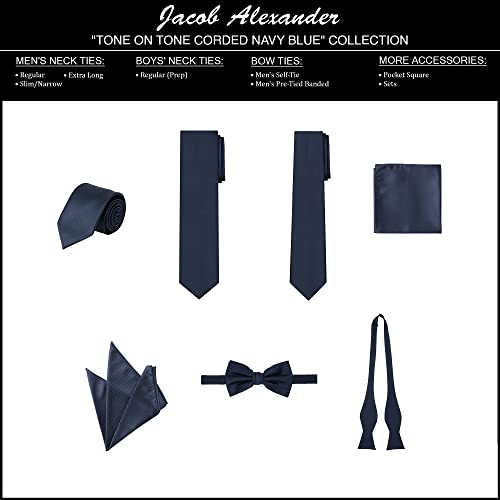 Jacob Alexander Men's Tone On Tone Corded Pre-Tied Bow Tie - Navy #TOP4