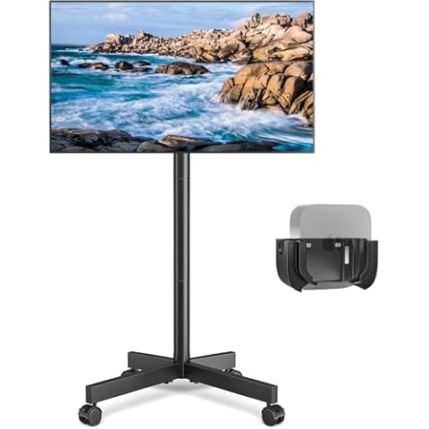 Rfiver Mobile TV Cart Rolling TV Stand for 23-60 Inch Screens, Portable TV Stand on Wheels with Tilt and Height Adjustable, Outdoor TV Stand Mount Holds up to 88 lbs for Home Office MAX VESA 400x400mm Cover