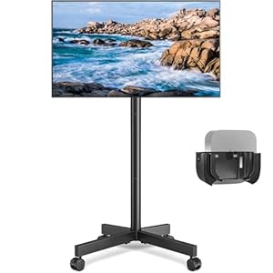 Rfiver Mobile TV Cart Rolling TV Stand for 23-60 Inch Screens, Portable TV Stand on Wheels with Tilt and Height Adjustable, Outdoor TV Stand Mount Holds up to 88 lbs for Home Office MAX VESA 200x200mm