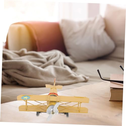 Maquette avion rétro fer jaune DOITOOL : cadeau idéal et objet de collection unique - 7