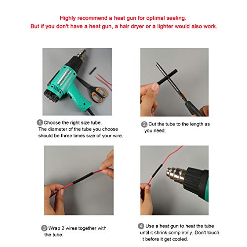 Crocsee 300Pcs Heat Shrink Tubing Kit 3:1 Ratio Dual Wall Adhesive Lined, Waterproof Electrical Insulation Protection Marine Wire Cable Wrap Tube Assortment With Storage Case (Black & Red) #TOP6