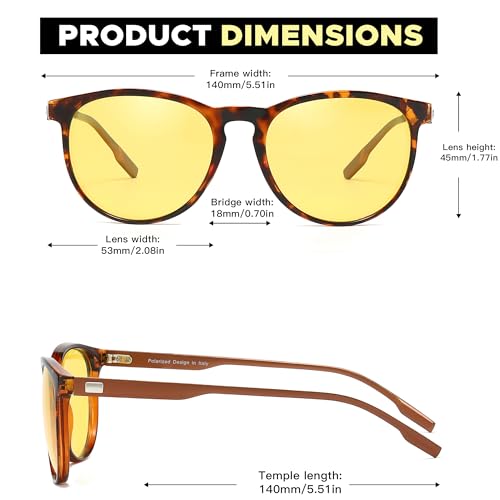 LVIOE Womens Night Vision Glasses for Driving, Polarized Anti Glare Yellow Lens Glasses Nighttime Glasses3