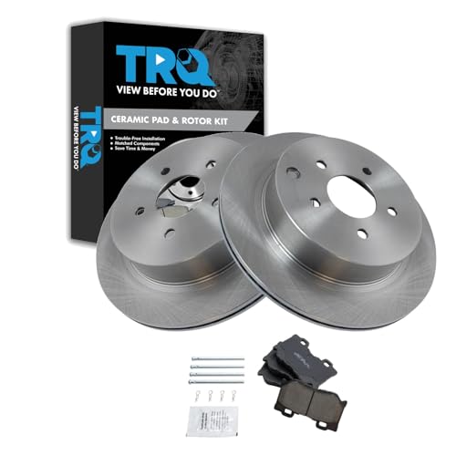 Image of TRQ Rear Brake Pad and Rotor Set Ceramic Compatible with 2013 Infiniti M37 2013 M56 2015-2019 Q70L 2018 Q50