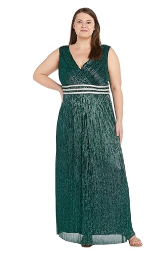 Image of R&M Richards Women's Sleeveless Maxi Dress - V-Neck Pleated Long Formal Gown W /Rhinestone Trim - Party & Cocktail Attire