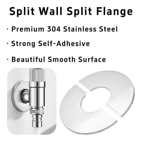 bociloy 2Pcs 2"/50mm 304 Stainless Steel Wall Split Flange, Round Escutcheon Plate Cover for Pipe, Self Adhesive Water Pipe Collar for Kitchen Bathroom Laundry Room Decorative Plumbing Trim Ring by bociloy - Used condition - Image 4
