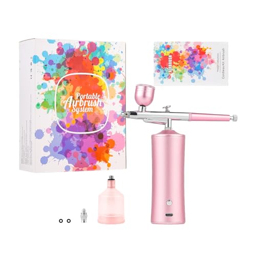 Kit de aerógrafo portátil inalámbrico recargable para maquillaje, equipado con manguera,rot,para Maquillaje, Nail Art, Pastel, Pintura de Tartas y Pintura de Maquetas