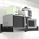 Wandhalter Regalboden Ausziehbar für Mikrowellen Grillofen Backofen Mikrowellenhalter Ablage aus Kohlenstoffstahl Inkl. Montagematerial Schwarz