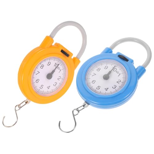 Abaodam 2pcs Portable Handheld Electronic Tension Scales with Hooks, Mini Electronic Luggage Weight Scales for Travel and Home Use, High Precision Yellow and Blue Compact Design