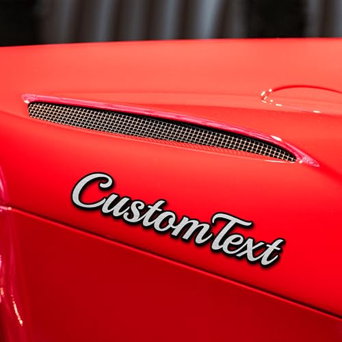 DIZZY New Car Emblem Badges Personalized - Acrylic Custom Text and Number Car Emblem with Adhensive Tape, Text Number, 3D Letter Automotive Badge for Front Hood (Fake Metal Finish)