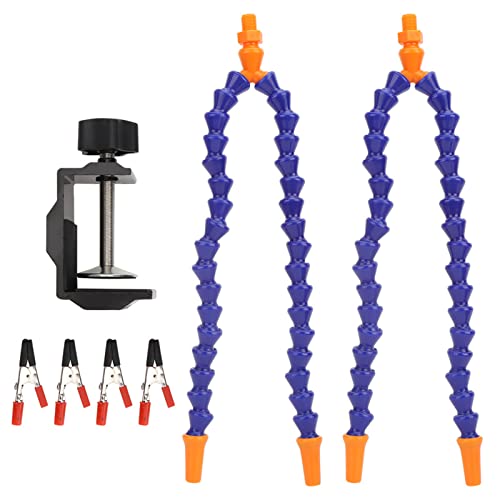 Flexible 4 Arms Soldering Holder, Blue Multifunctional PCB Holder with 360° Rotatable Clamp, Y Type Adjustable Tube for Circuit 