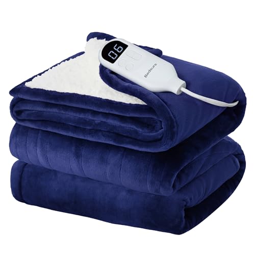 Image of Bedsure Electric Blanket Twin - Soft Flannel Heated Blanket Twin Size, Fast Heating with 6 Time Settings (Up to 10H) & 6 Heat Settings, Warm Gift for Grandma (62x84 inches, Pageant Blue)