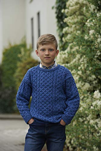 Aran Crafts Kid's Irish Cable Knitted Crew Neck Sweater (100% Merino Wool)2