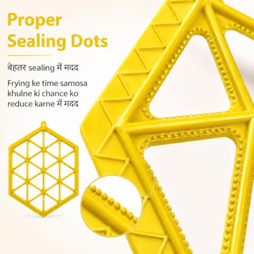 Image of Samosa Maker Mould, 24 Cavity Samosa Tray, ABS Plastic - Yellow | Sealing dots, ABS plastic body, makes 24 samosas at once; keep filling away from edges for better sealing, Made in India