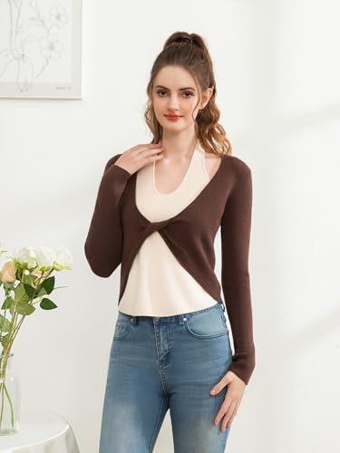 Suéter feminino falso de duas peças, manga comprida, pulôver de malha torcida frontal com gola redonda, Panda, M