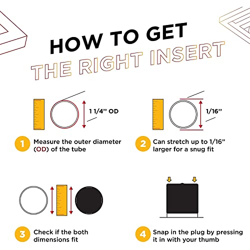 Made In Usa Prescott Plastics 1 1/4" (32 Mm) Round Rubber Hole Plugs, Vinyl End Caps, Black Rubber Covers For Metal Tubing, Fences, Glide Protection From Chair Legs And Furniture (4 Pack) #TOP2