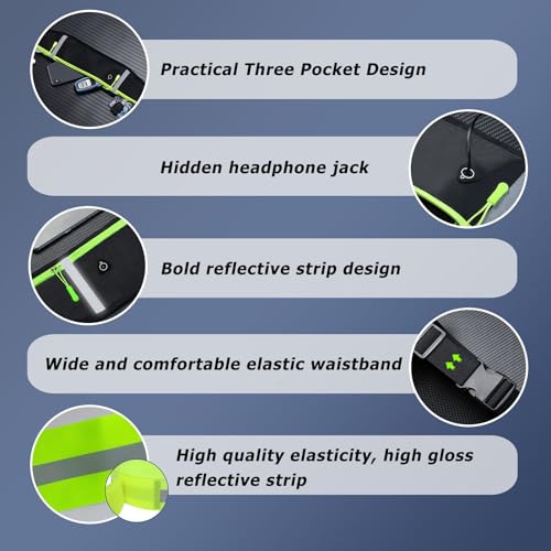Running Belt with Adjustable Elastic Strap, Sweatproof Waist Pack with 2 Pair Reflective Strip - Image 3