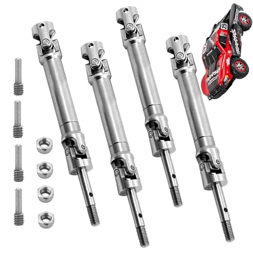 4Pcs Metal Stainless Steel Drive Shaft CVD for 1/10 Slash Rustler Stampede VXL 4X4 4WD RC Car Upgrade Parts(Silver)