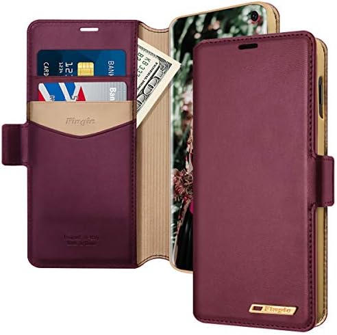 Samsung Galaxy S10E Case, Galaxy S10E Wallet Case, Fingic PU Leather Flip Case with 2 ID & Credit Cards Slots Holder Side Pocket Kickstand Feature Case Cover for Samsung Galaxy S10e 5.8 inch- Wine Red