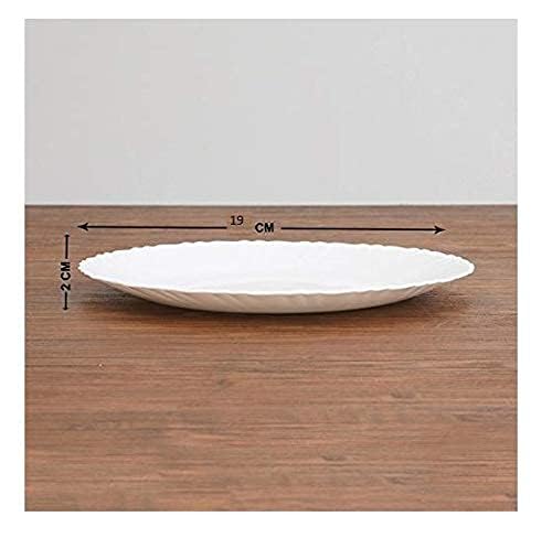 Image of SkyKey Opal Glass larah Quarter Plate Set White, 7.5 Inch- Set of 6 Suitable for Every Occasion