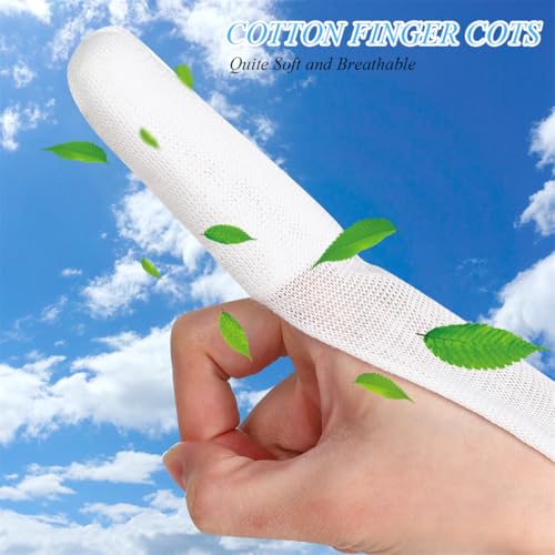 CUNQN Fingerverband 8 Stück Fingerhülsen Fingerpflaster Weiß Fingerschützer Fingerlingen Universelle Fixierbinde 3.5X8CM für Arbeit Küche Fingerschutz
