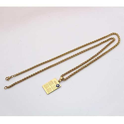 Muslim Allah Four Gul Sura Turkish Evil Eye Stainless Steel Pendant Necklace Charm Islamic Quran Gift, Stainless Steel3