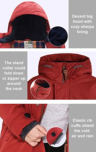 Image of SOLOCOTE Boys Winter Coat Heavyweight Warm Jacket Hooded Sherpa Lined Water Resistant Windbreaker