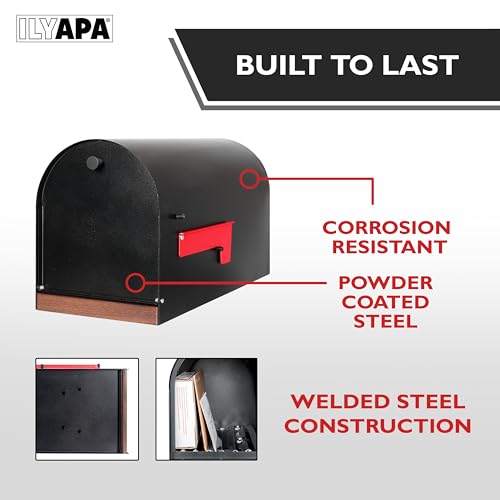 Buzón de metal negro resistente a todo tipo de clima para instalación exterior en poste 7