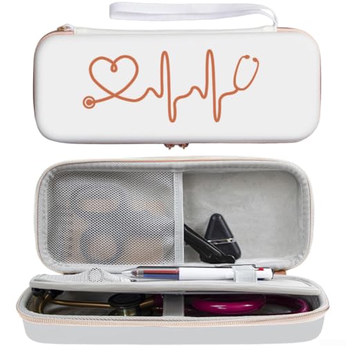 Étui de transport pour stéthoscope avec coque rigide en polyuréthane et couche de support en EVA offrant une protection fonctionnelle pour une utilisation de routine (blanc)