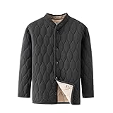 Generisch Giacca trapuntata leggera da uomo con bottoni, giacca interna imbottita in stile cipolla, calda fodera per le mezze stagioni, Stil_a01 Nero, L