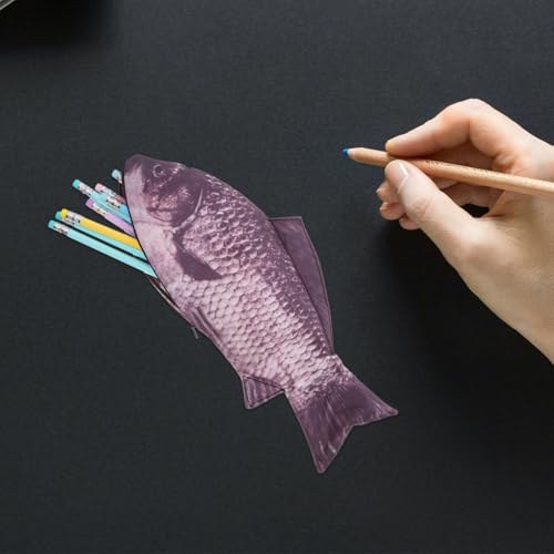 LUOEM Fisch Federmäppchen, Karpfen Fischförmiges Federmäppchen, Karpfen Make-up Tasche Geldbörse mit Reißverschluss für Stifte, Schreibwaren und Kosmetik