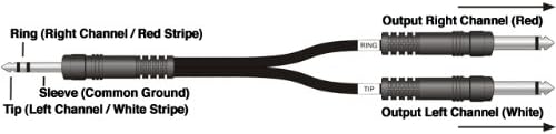 GLS Audio 6ft Y-Cable Splitter Cord - 1/8" TRS Stereo to 1/4" TS Mono - 6' Cables 3.5mm (Mini) to 6mm Cord for iPhone, iPod, Computer, and more - Single