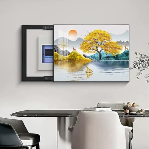Cacher peintures tableau électrique avec ce cache compteur mural design noir