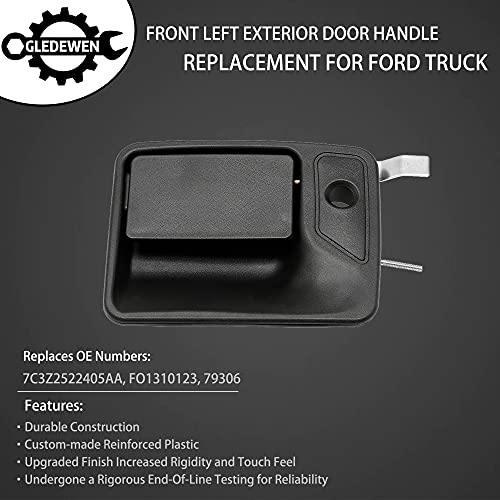 Exterior Door Handle, Front Outside Left Driver Side With Key Hole, Compatible With 1999-2016 Ford F-250 F-350 F-450 F-550 Super Duty | 2000-2005 Ford Excursion & More Replace# 7C3Z-2522405-Aa 79306 #TOP2