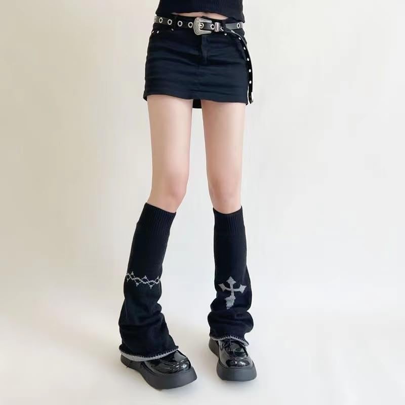 Miniatura 2 de Japanese Gothic Loose Leg Warmers Grunge Punk Ankle Heap Socks Dark Academia Knit Clothe Y2K Preppy Flared Leg Sleeve