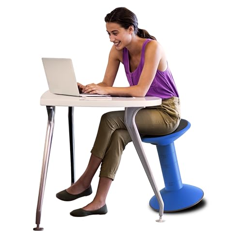 Image of Storex Wiggle Stool - Active Flexible Seating for Classroom, Home and Office, Adjustable 12-18 Inch Height, Blue (00301A01C)