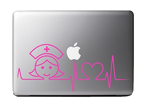 Nurse Heartbeat Magenta Vinyl Decal Sticker for 13" MacBook Laptop Computer - Thumbnail 2