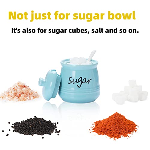 Ontube Ceramic Sugar Bowl With Lid And Spoon 12Oz (Turquoise Blue) #TOP4