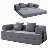 Lynna Sofa Cama 3 plazas sin Montaje – Sofa Modular autoexpandible Convertible en Cama Doble Grande, 200x94x70 cm (Gris Oscuro)