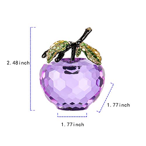 Crystal Apple Figurine Paperweight Home Decoration, Handmade Premium Glass Bouquet Flower Crafts Home Decor, Clear Crystal Statue Ornament Collectible, Come With Gift Box (Purple) #TOP1