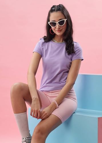 Image of Dollar Women's Solid Stretchable Cotton Round Neck Tshirt