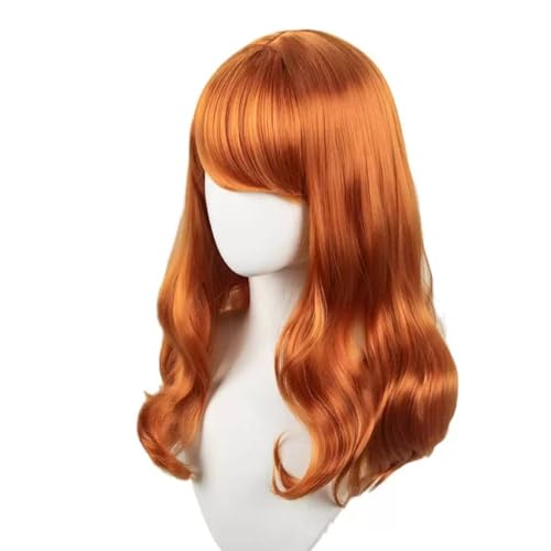 Daphne Cosplay Wig with Hairhoop Long Orange Wig Costume Hair Anime with Cap for Halloween Cosplay Party image 5