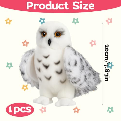NieYat Eule Kuscheltier, Schneeeule Kuscheltier, Weiche Plüschfigur, 20 cm Kuscheltiers für Sammler, Geburtstage und Thementage