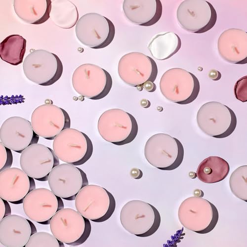 60 Packs Scented Tealight Candles Bulk, 4 Hours Rose & Lavender Scented Tea Lights, Smokeless Long Burning Candles for Wedding, Party,Halloween, Christmas - Image 7